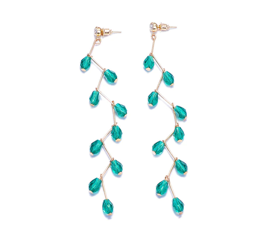 Long Tassel Earrings with Crystal Accents