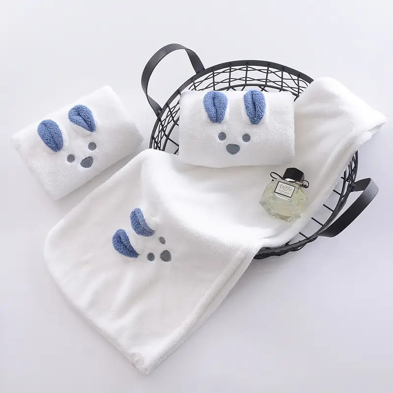 Cartoon Rabbit Ear Dry Hat - Coral Velvet Hair Towel