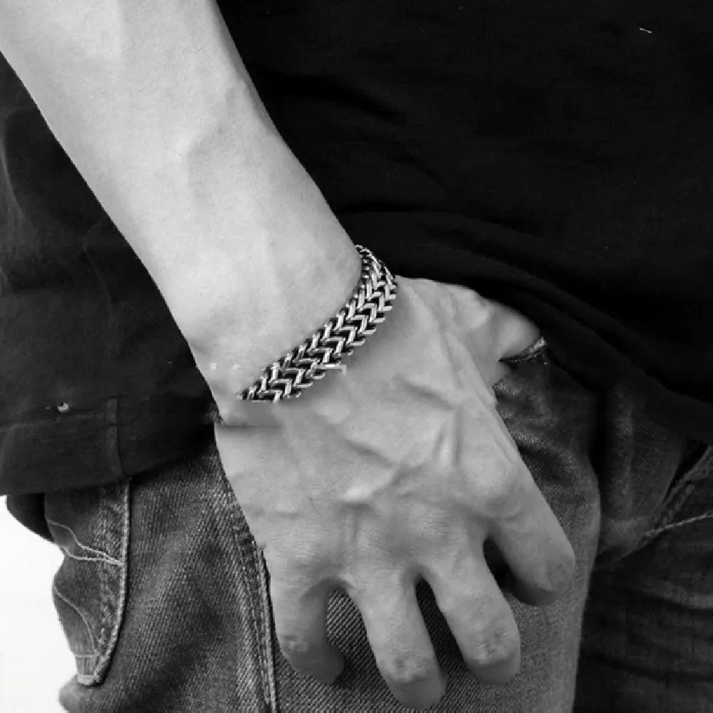Titanium Steel Double Row Bracelet for Men
