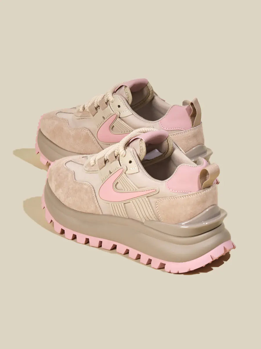 Spring Women's Retro Leather Chunky Sneakers