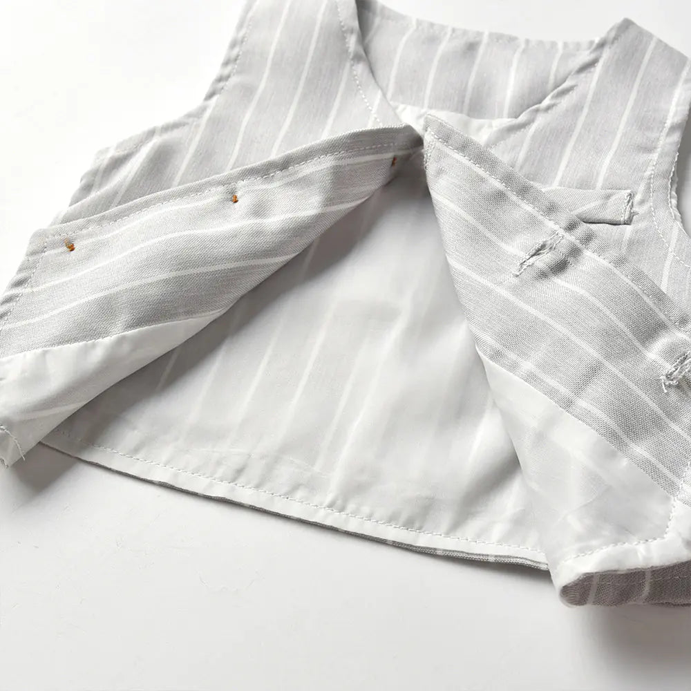 Kids' Striped Vest and Long Sleeve Shirt Suit Set