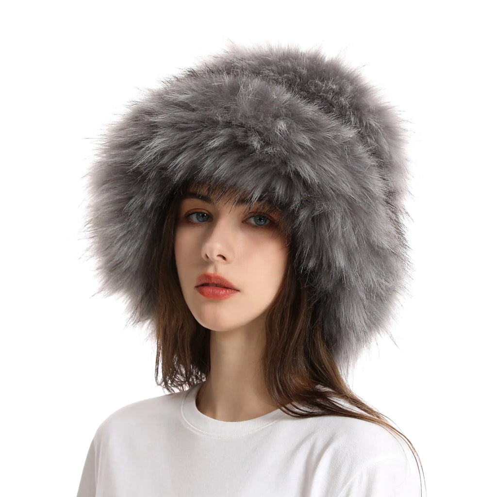 Thickened Faux Fur Winter Straw Hat