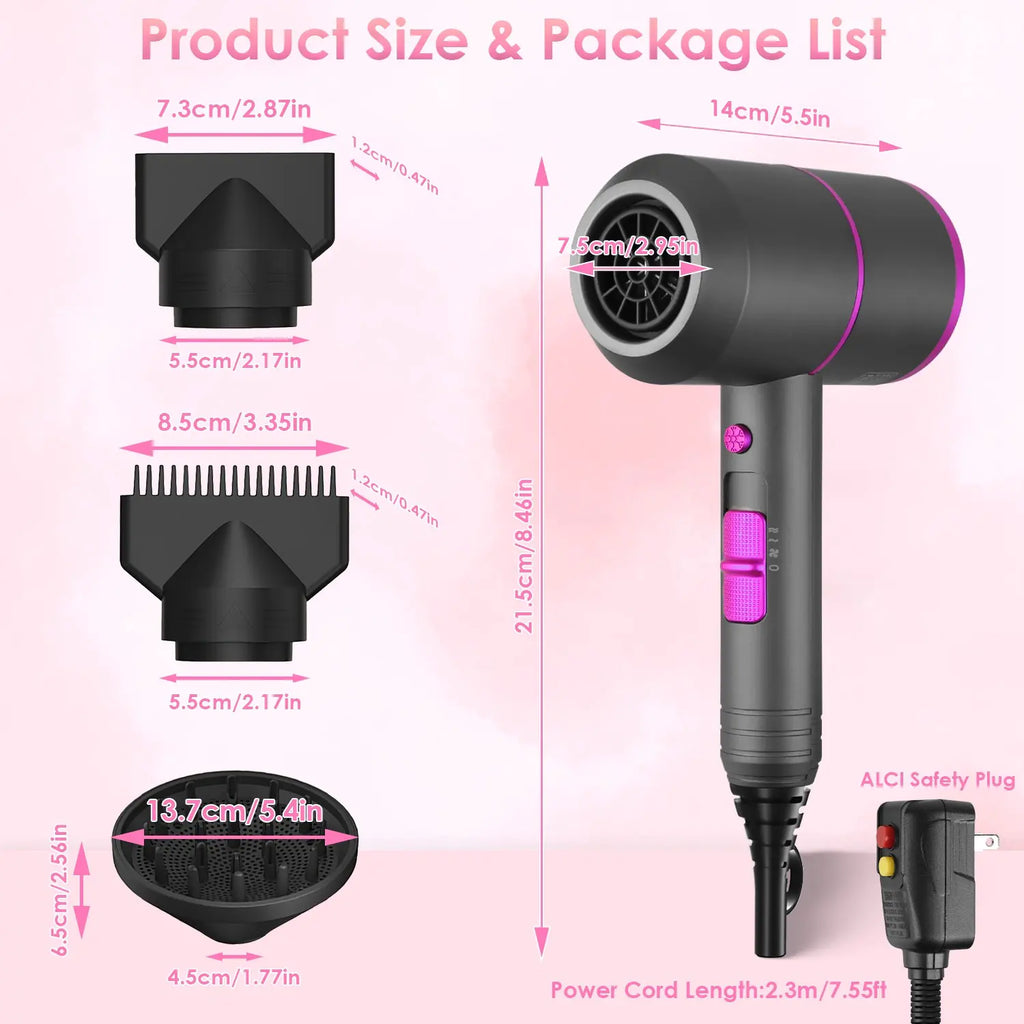 1800W Compact Hair Dryer with Diffuser