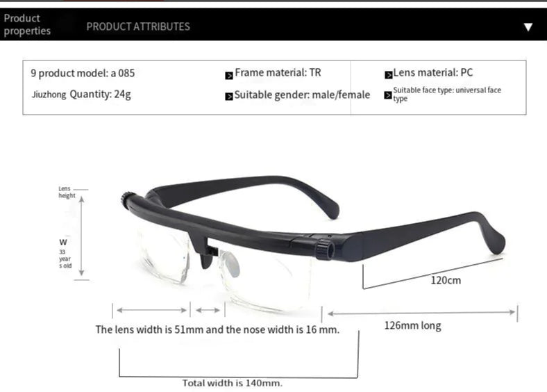 Adjustable Creative Reading Glasses for Near/Far Vision