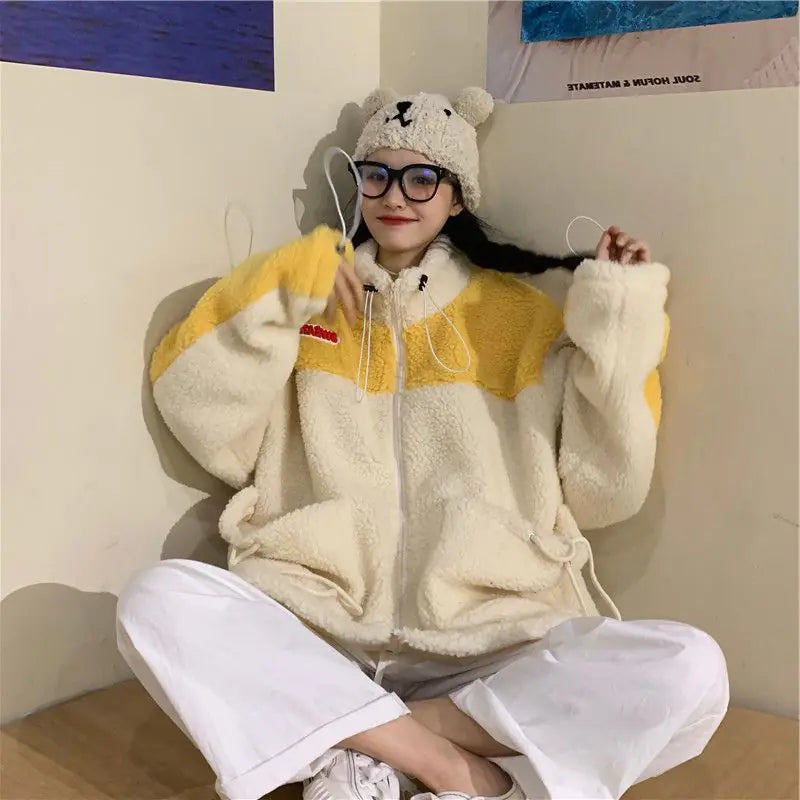Winter Lamb Wool Plush Coat for Women