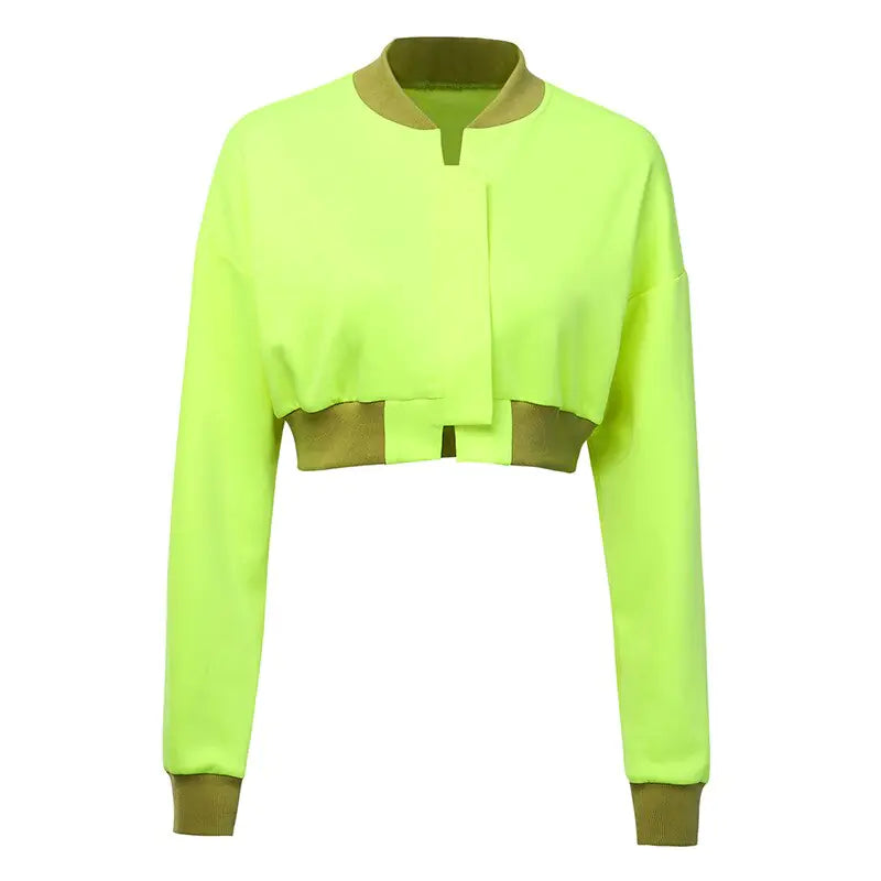 Neon Green Baseball Jacket for Women - Fall Collection