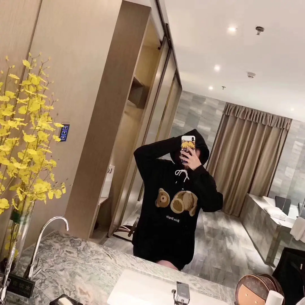 Loose Hoodie with Teddy Bear Design