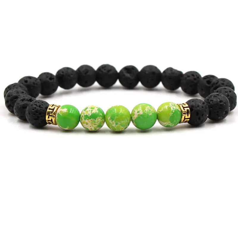 Five Gemstone Chakra Yoga Bracelet with Volcanic Stone