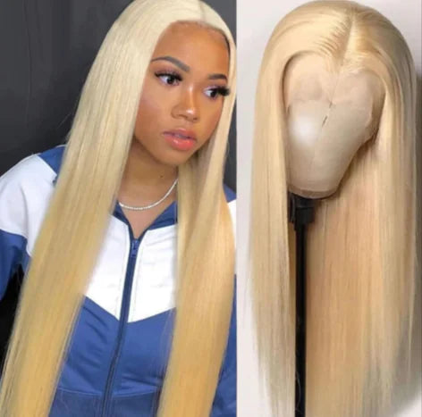Golden Long Straight Lace Wig
