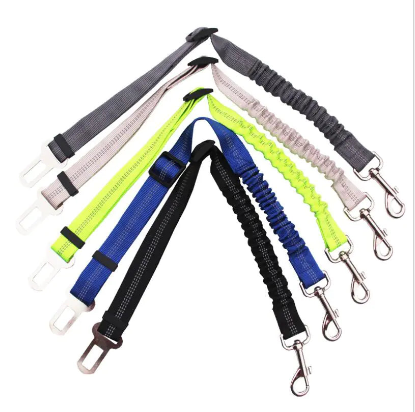 Pet Car Safety Belt with Reflective Elastic Leash