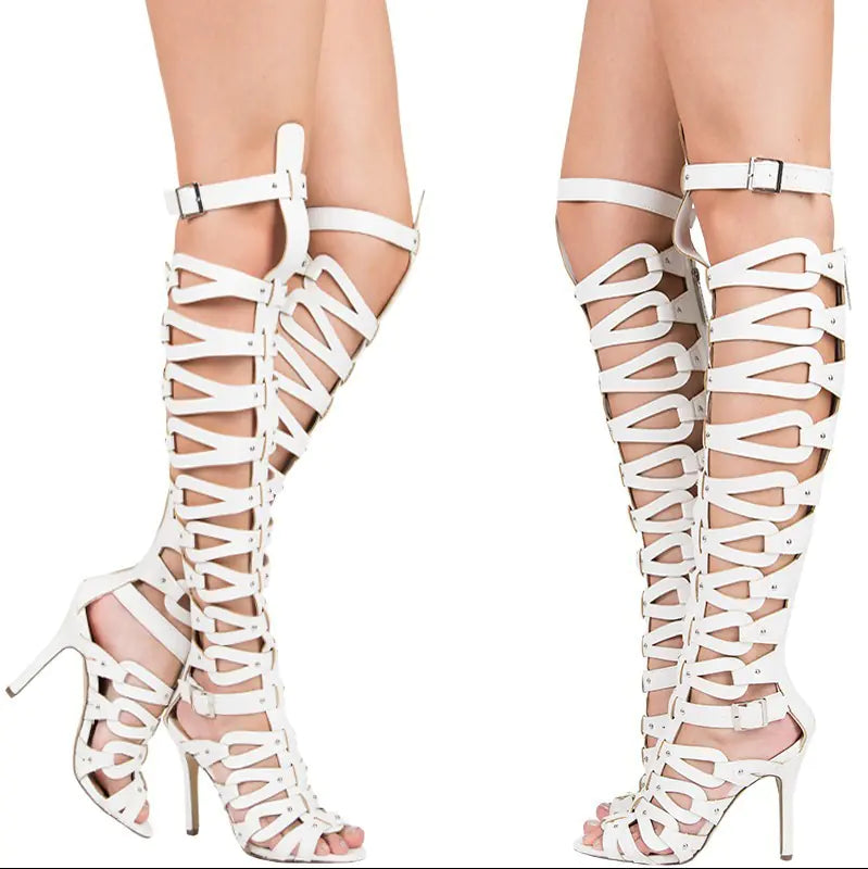 Fashionable Punk Style Hollow-Out High Heels Boots