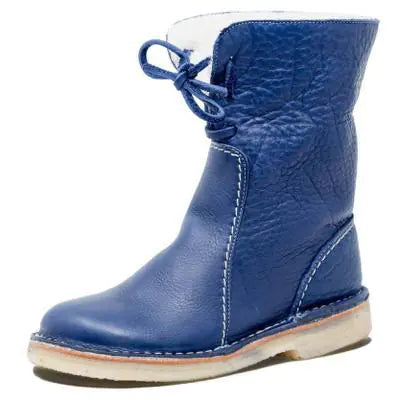Laced Round Toe Plush Winter Snow Boots (Plus Size)