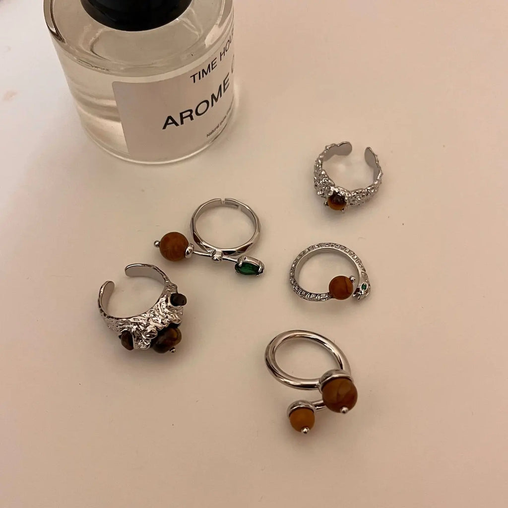 High-Grade Metal Texture Tigereye Ring