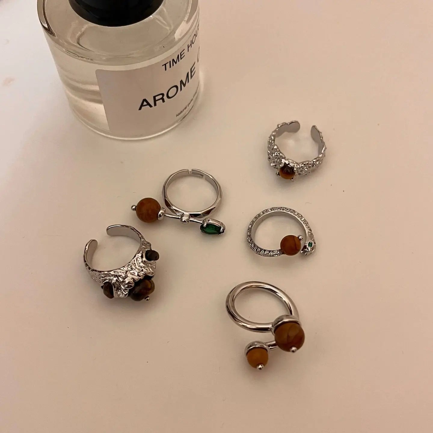 High-Grade Metal Texture Tigereye Ring