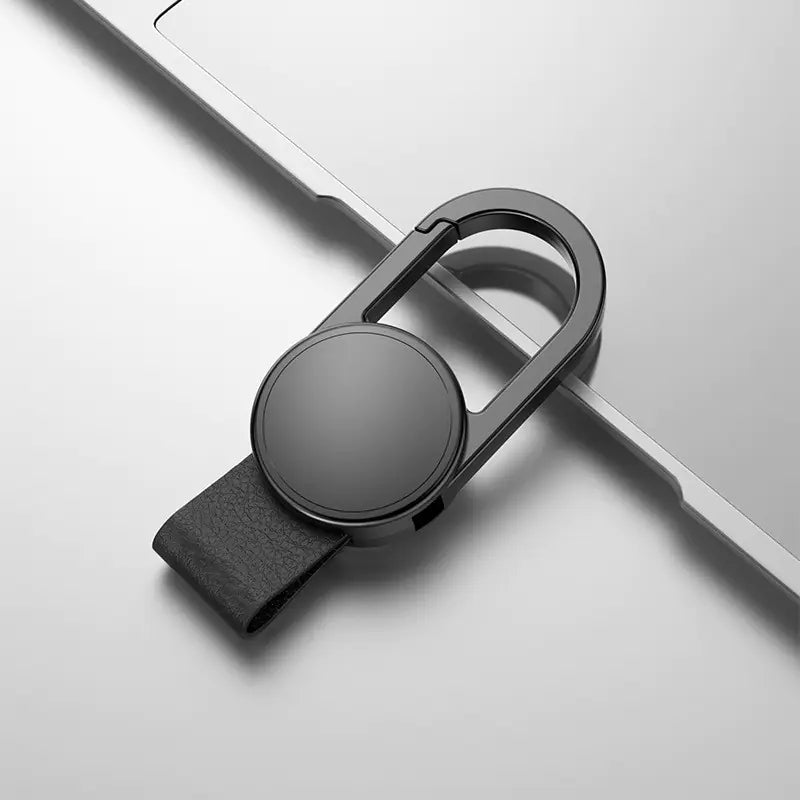 Men's Genuine Leather Car Keychain with Metal Clip