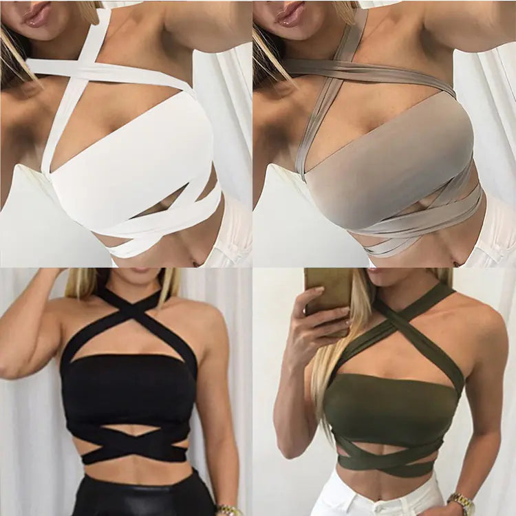 Cross Neck Tie Top - Versatile Sexy Strapless Bustier