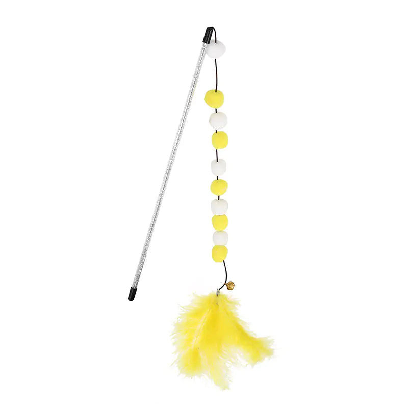 Factory Direct Cat Teaser Wand with Pom Poms