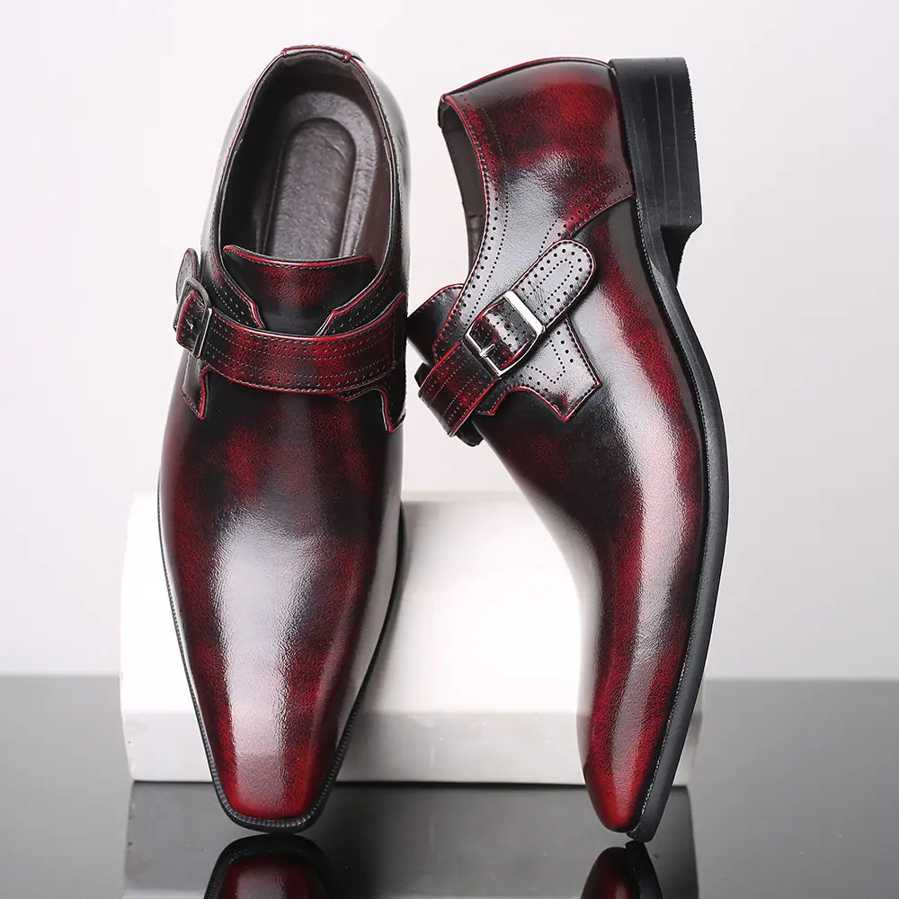 Men's Leather Business Casual Non-Slip Square Toe Shoes