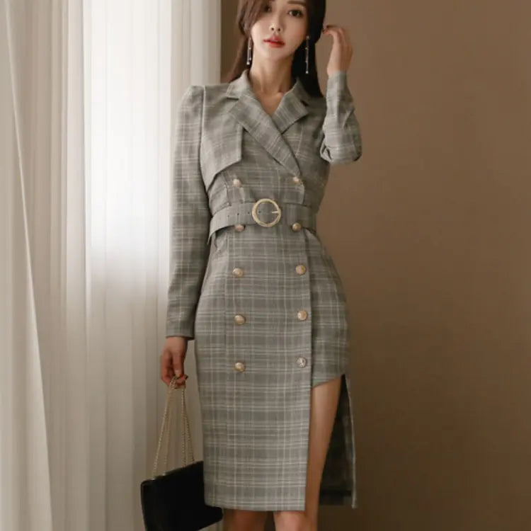 Autumn Winter Women's Blazer Dress with Long Sleeves
