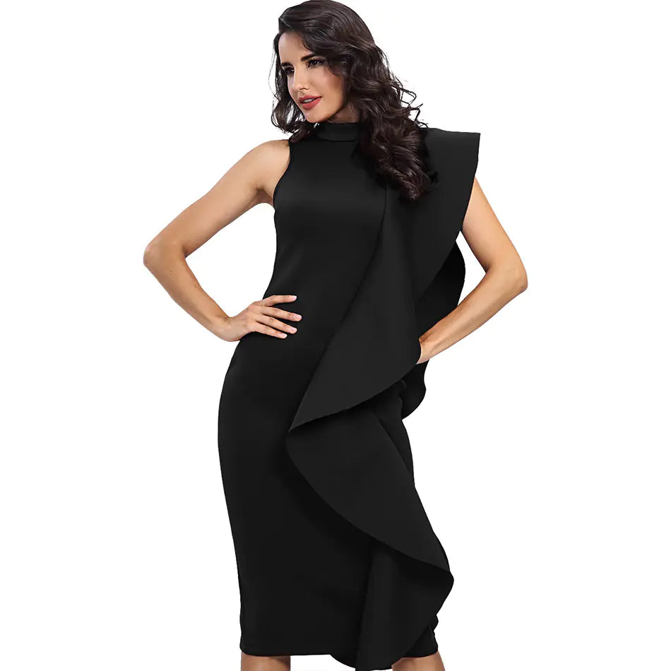 New Women's Sleeveless Ruffled Dress for Nightclubs