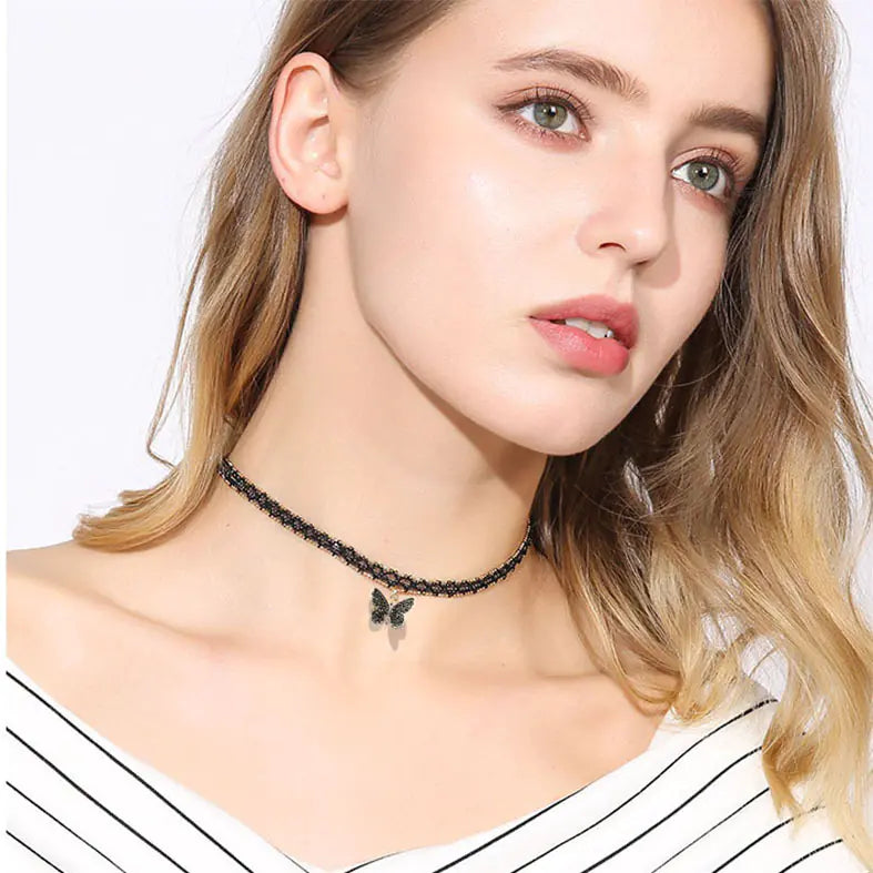 Trendy Butterfly Pendant Choker Necklace for Women