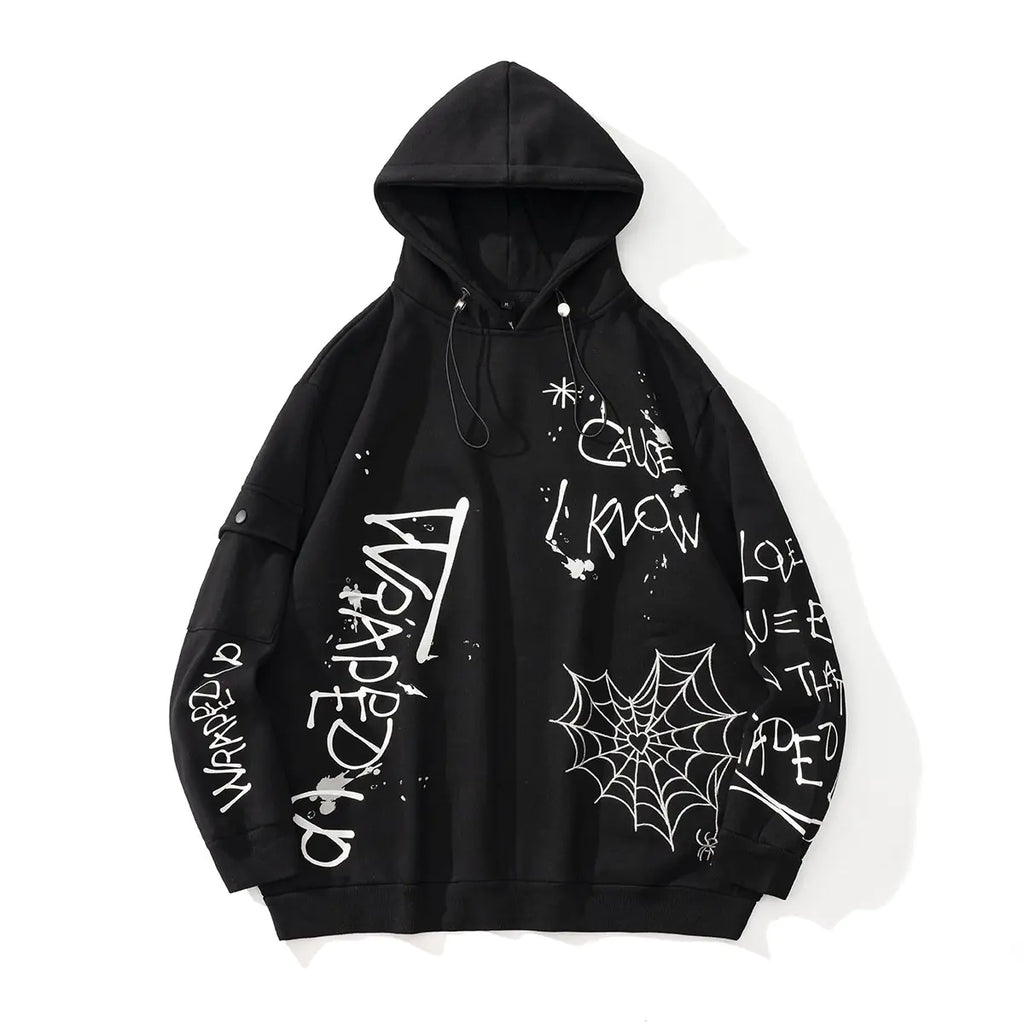 High Street Hip Hop Graffiti Embroidered Hoodie