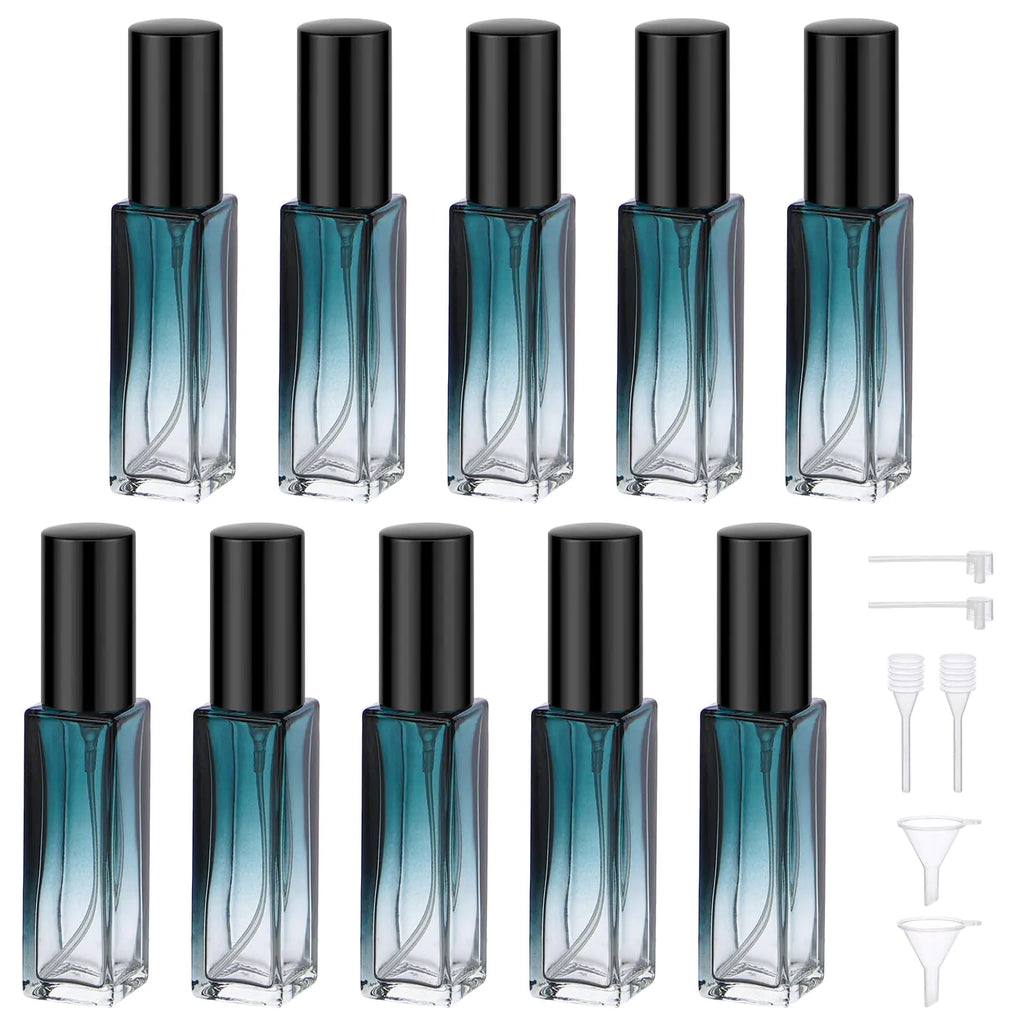 Perfume Bottles Empty 10 Pack of 10ML Travel Perfume Bottle Refillable Glass Spray Bottle Set Cologne Dispenser Toiletries Press Pump Bottles Cosmetic Sample Sprayer Perfume Making Kit