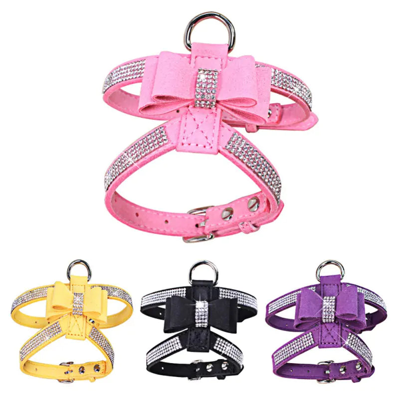 Shiny Rhinestone Bowtie Chest Harness Vest