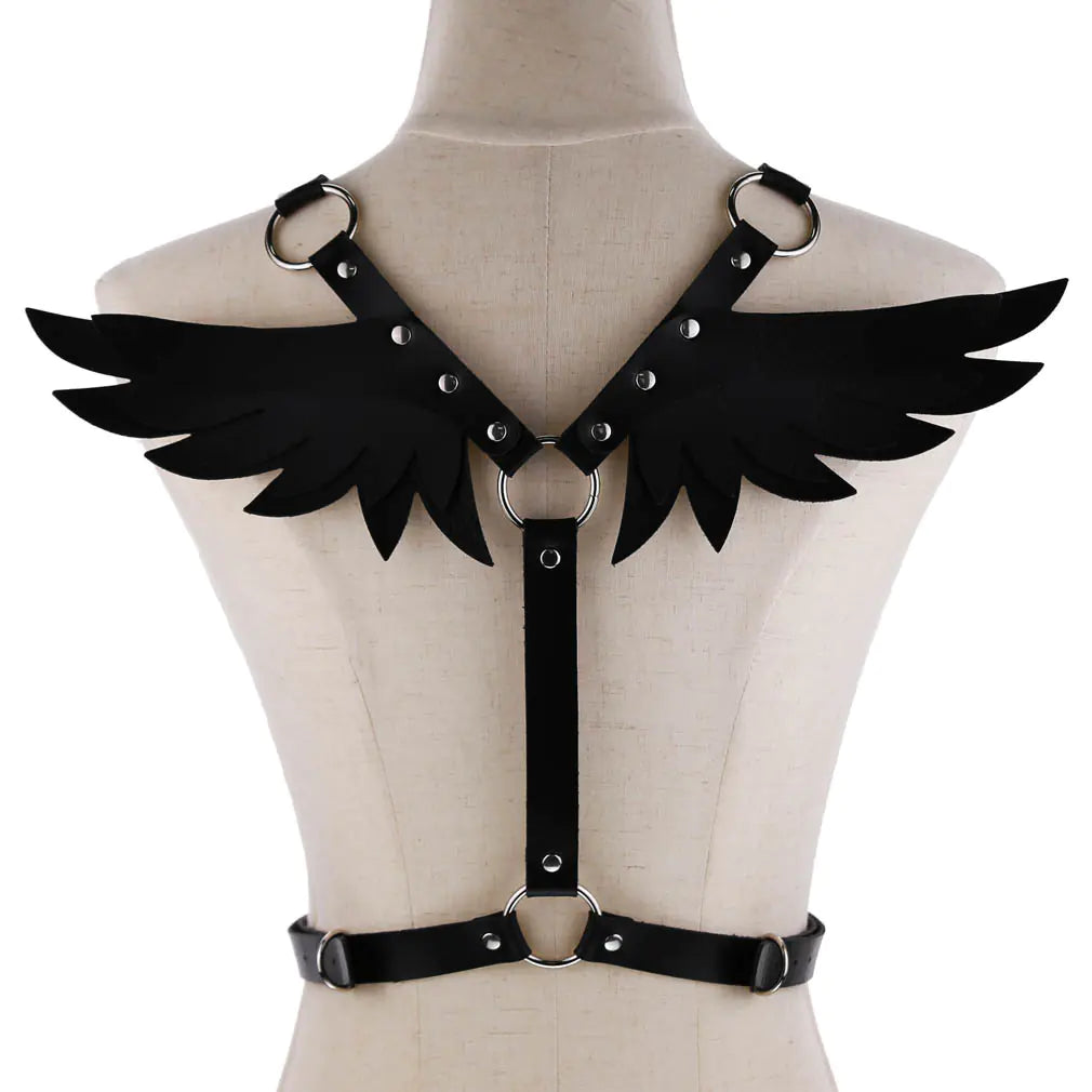 Women's Leather Angel Wings Harness Set