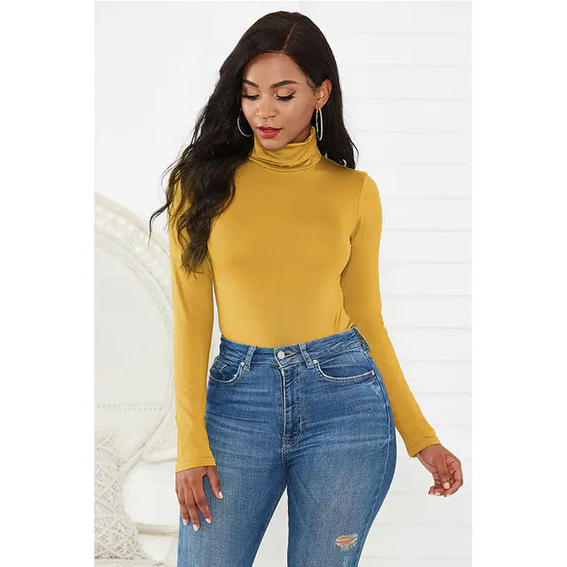 Women's Vintage High-Neck Long-Sleeve Bodysuit