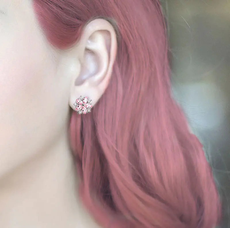 Cherry Blossom Stud Earrings with S925 Silver