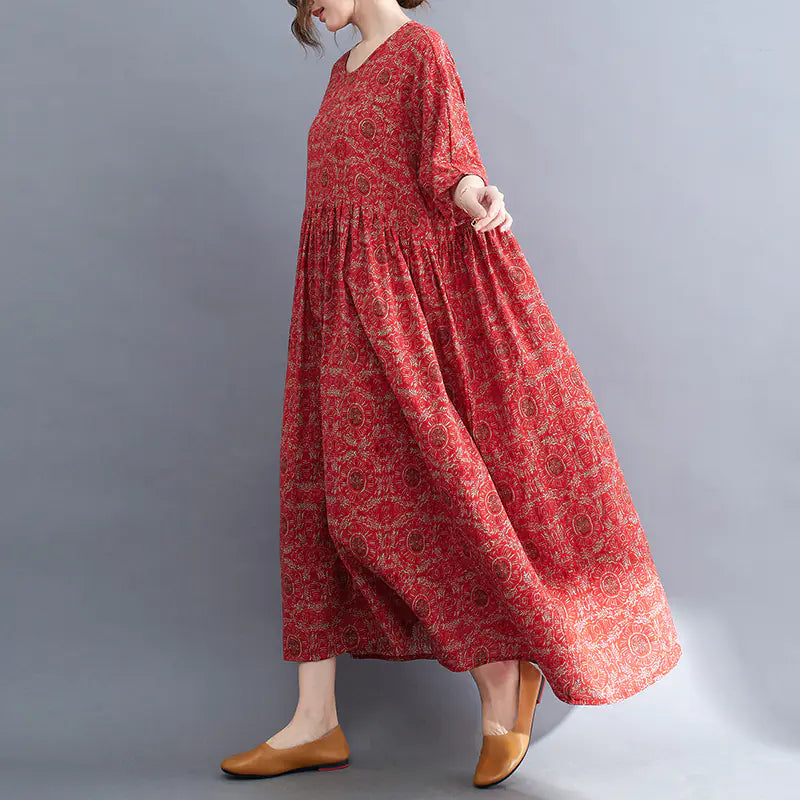 Plus Size Printed Short Sleeve Dress for Women