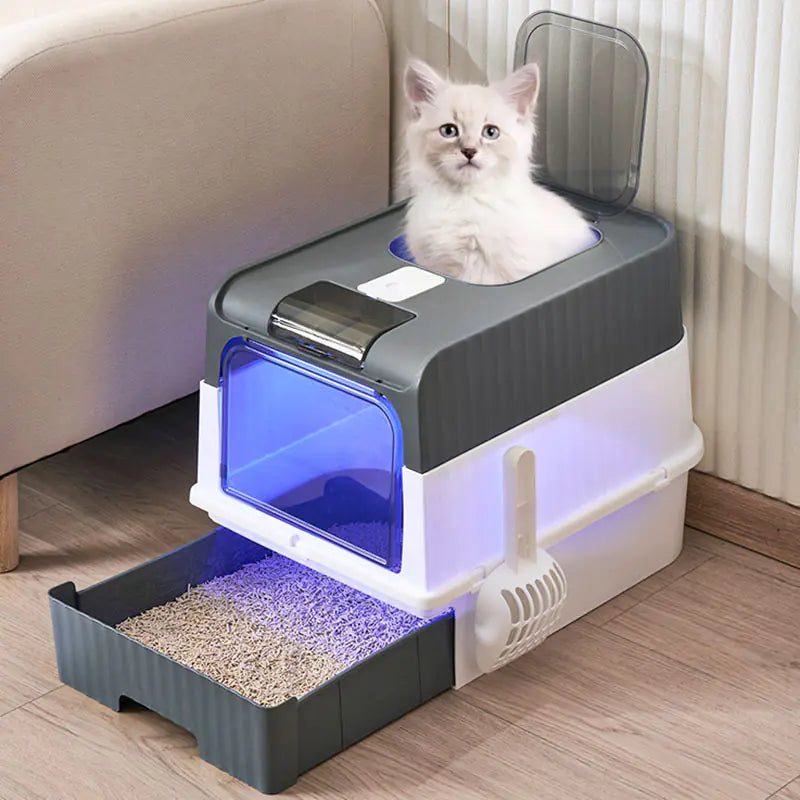 Large Closed Cat Litter Box with Anti-Splash Design