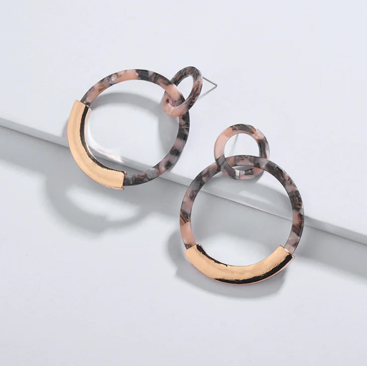 Geometric Alloy Acrylic Circle Earrings for Women