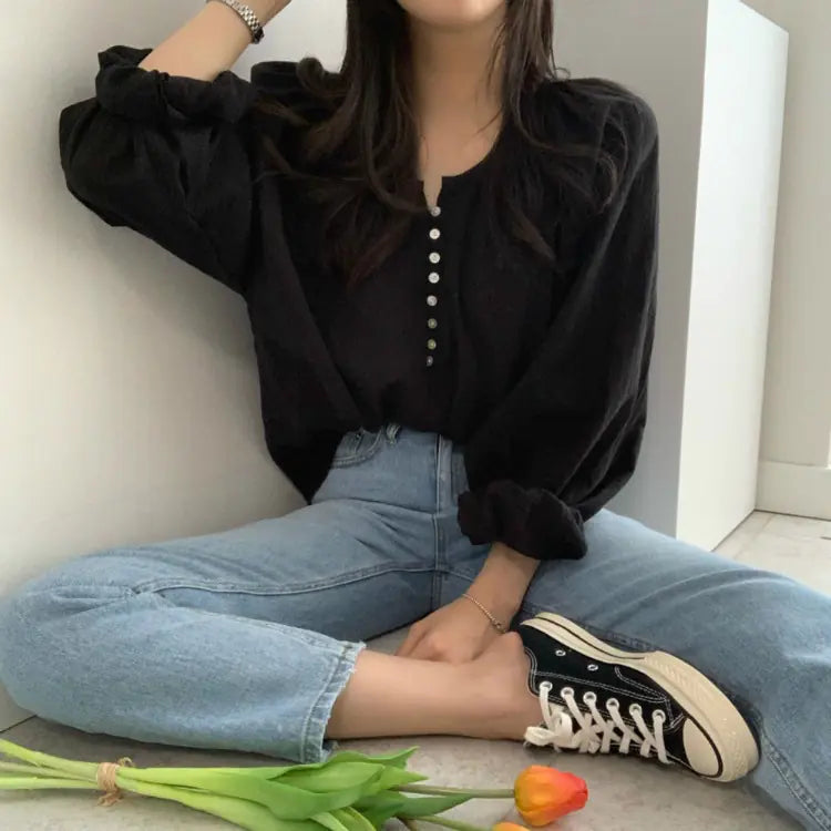 Chic Korean Style Long Sleeve Lightweight Shirt