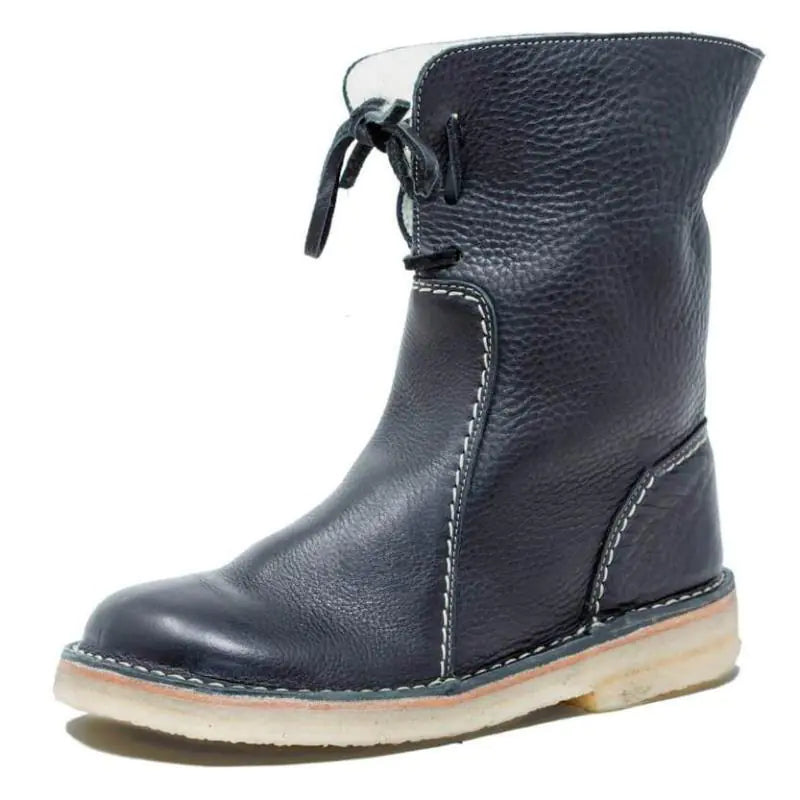 Laced Round Toe Plush Winter Snow Boots (Plus Size)