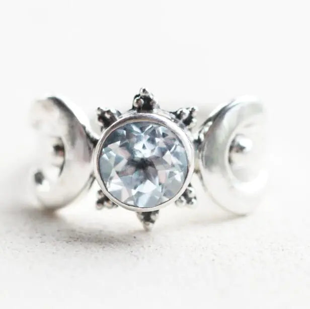 Vintage Thai Silver Moonstone Ring with Gems