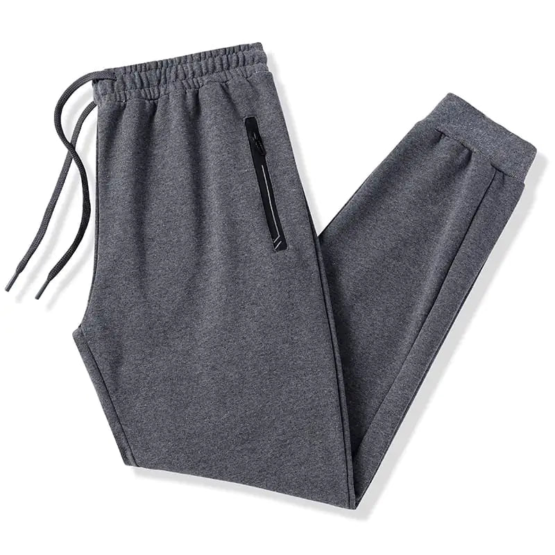 Solid Color Cotton Sweatpants with Drawstring