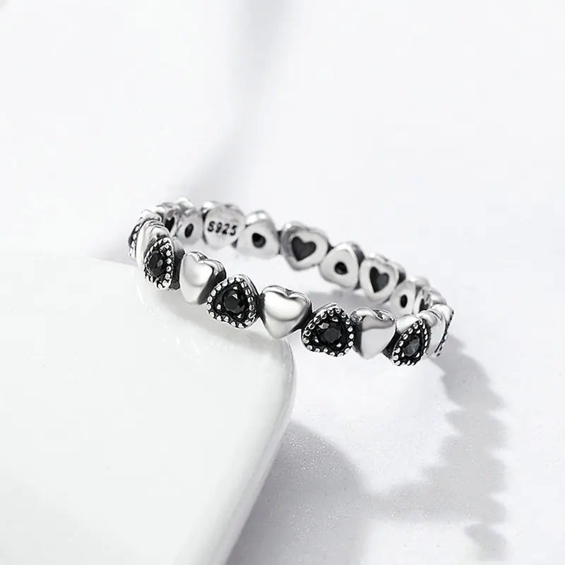 S925 Silver Heart-Shaped Gemstone Ring for Women