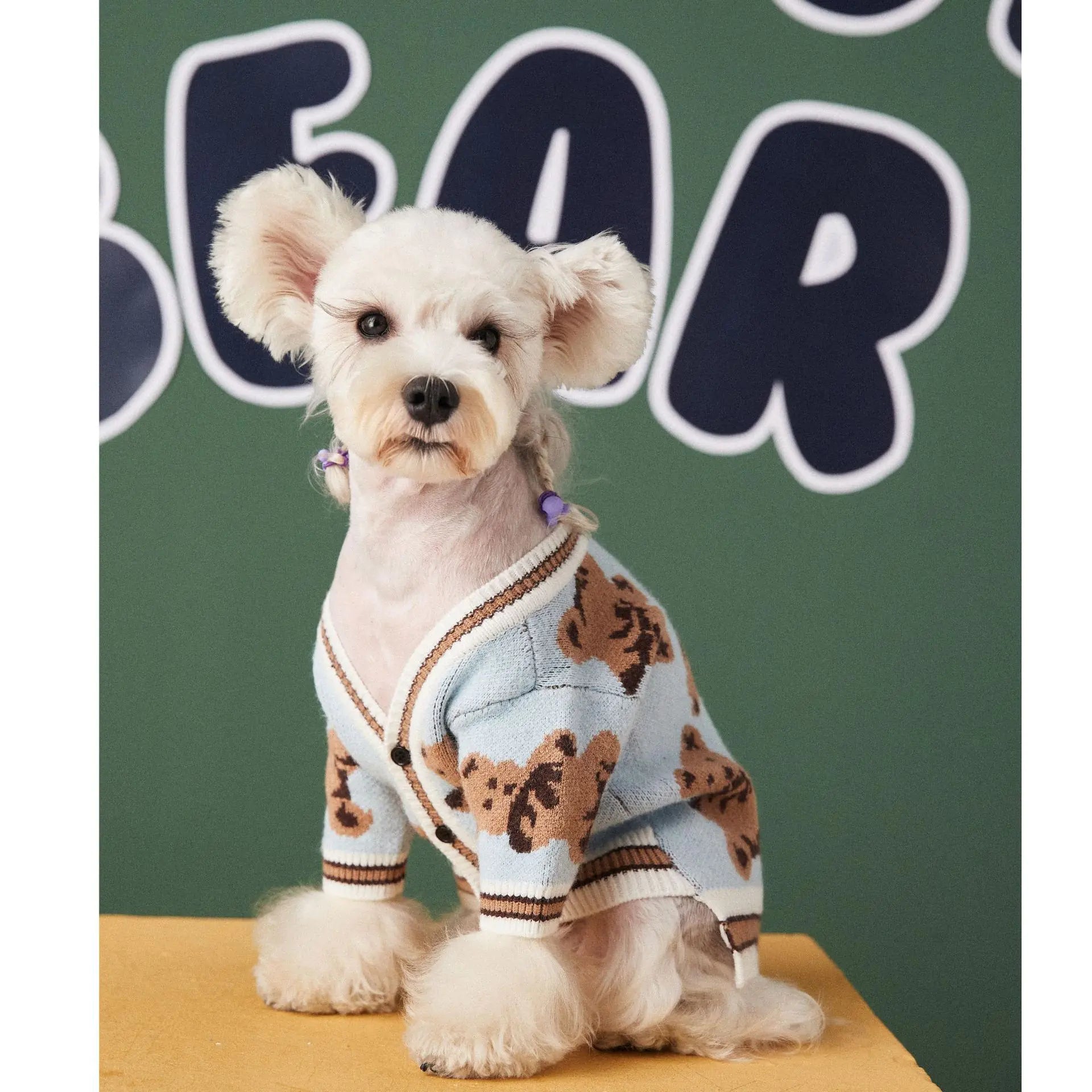 Preppy V-neck Striped Sweater for Dogs and Cats