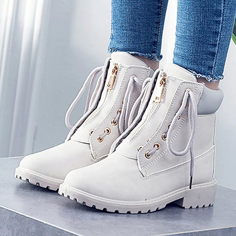 Women's Reversible Lace-Up Ankle Boots for Fall/Winter
