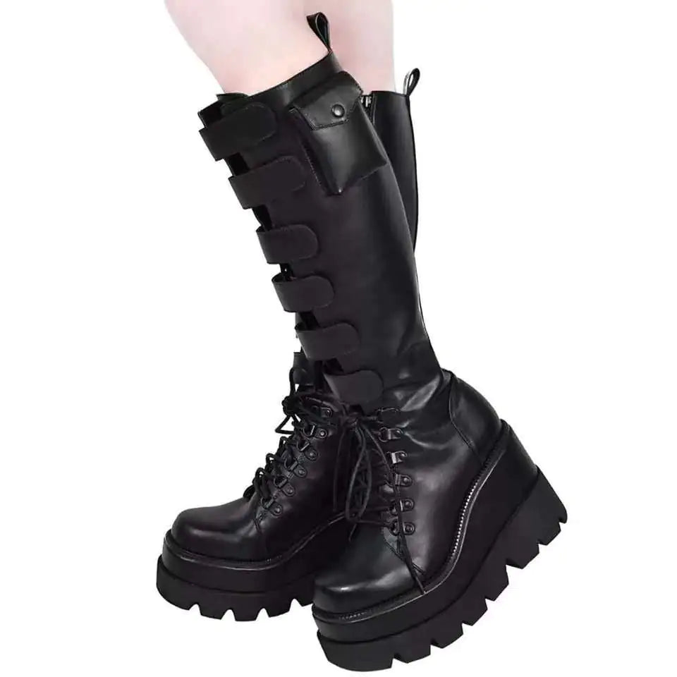 Winter  Plus Size Women's Mid-Calf Lace-Up Boots