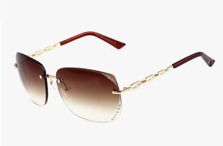 Trendy Fashionable Rimless Sunglasses with Diamonds