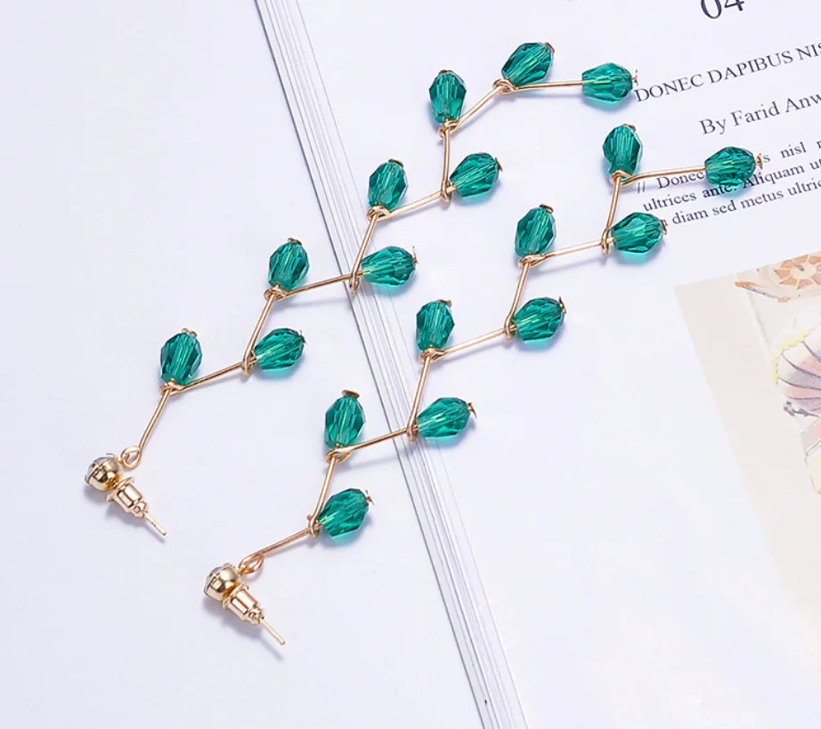 Long Tassel Earrings with Crystal Accents