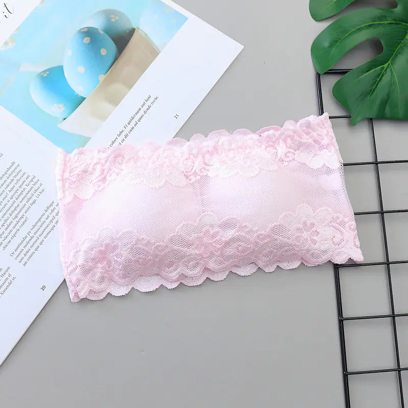 Lace Bandeau Top with Adjustable Straps and Padding