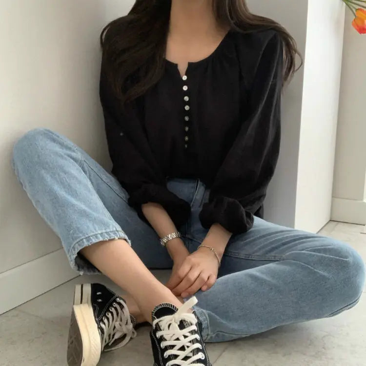 Chic Korean Style Long Sleeve Lightweight Shirt