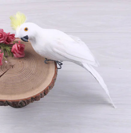 Feathered Parrot Figurine - Realistic Bird Decor