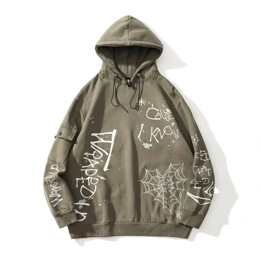 High Street Hip Hop Graffiti Embroidered Hoodie