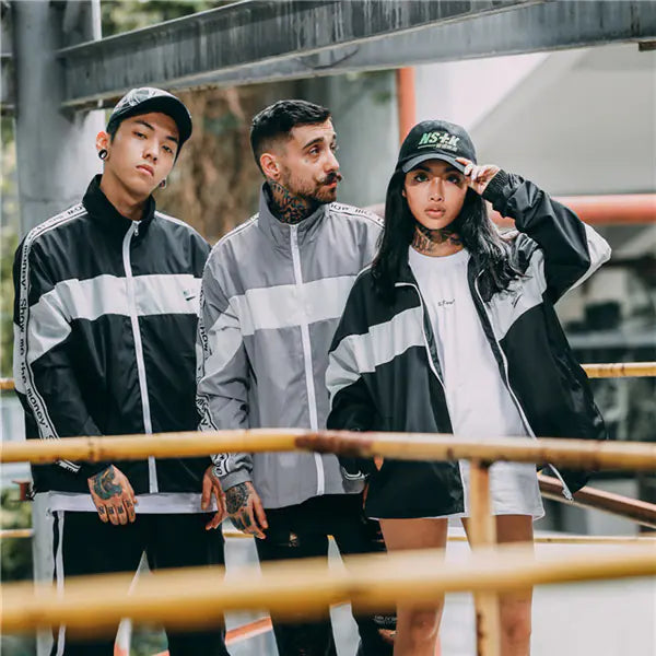 Color Block Letter Windbreaker Hip Hop Jacket for Couples