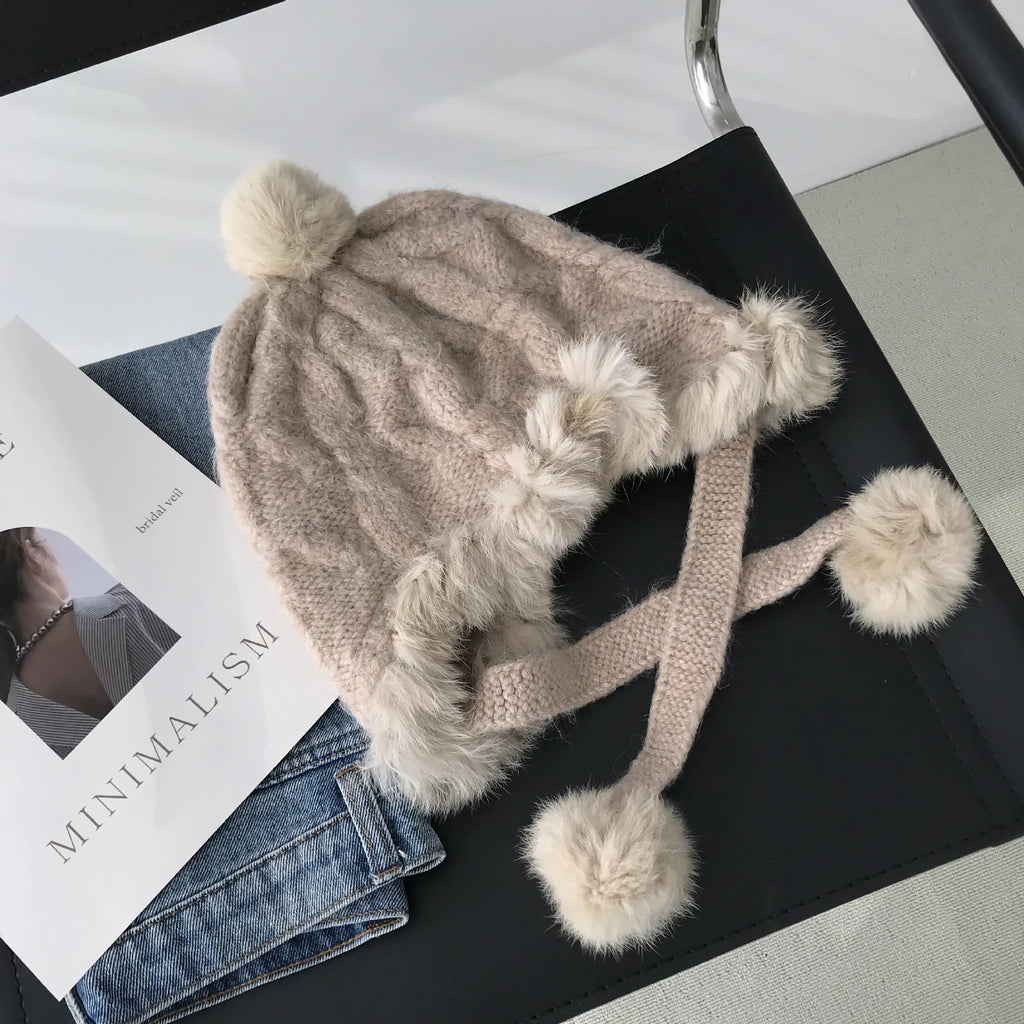Gentle All-Match Fleece Rabbit Fur Hat